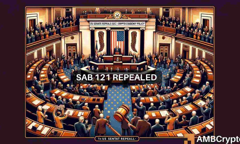 U.S Senate votes to repeal SEC’s crypto custody policy – SAB 121 – but…