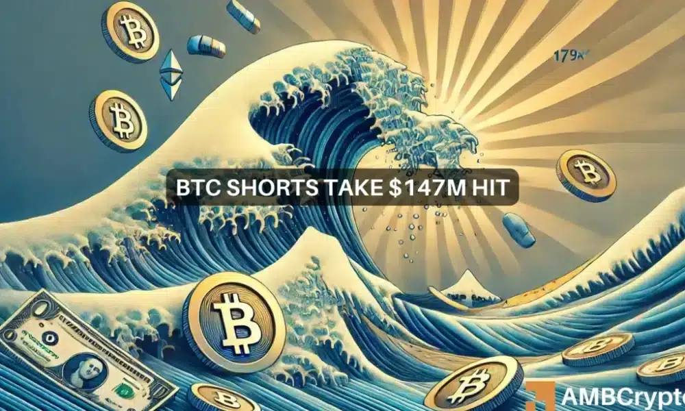 Crypto shorts worth $147M squeezed – Will Bitcoin go past $64K?