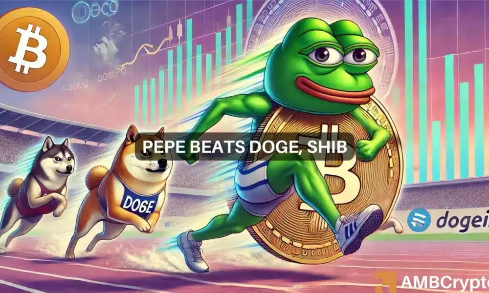 PEPE surges 6.69% in 24 hours: Can the memecoin beat DOGE, SHIB?