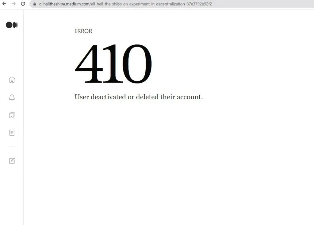 حذف صفحة مؤسس عملة شيبا على موقع ميديوم