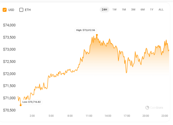 البيتكوين تكسر حاجز 73 ألف دولار: تدفقات صناديق الاستثمار المتداولة تشعل أرقاماً قياسية