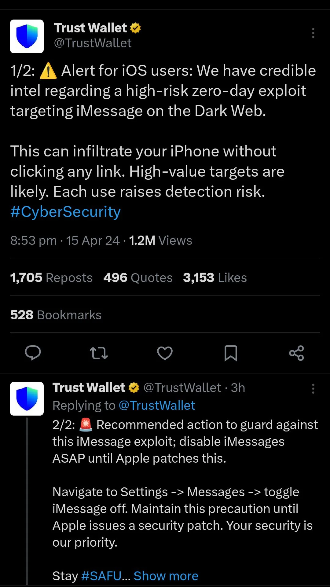 Trust Wallet تطلق تحذيرا أمنيا لمستخدمي أجهزة آيفون