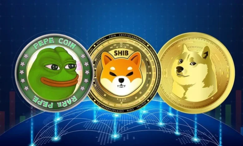 عملات DOGE و SHIB و PEPE الرقمية