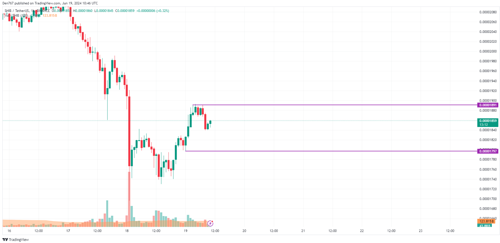 توقعات سعر عملة شيبا إينو SHIB ليوم 19 يونيو