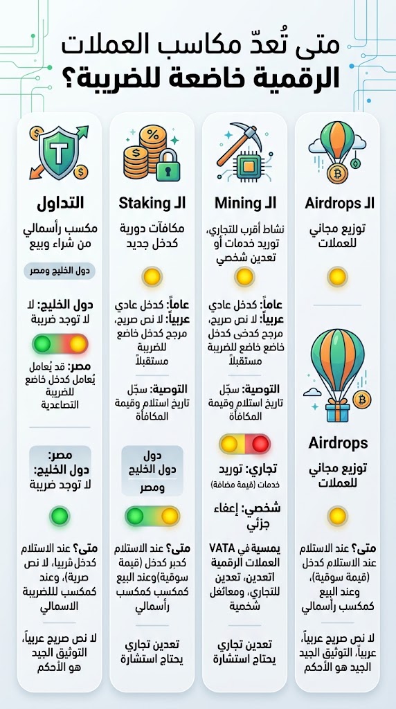 متى تُعدّ مكاسب العملات الرقمية خاضعة للضريبة؟