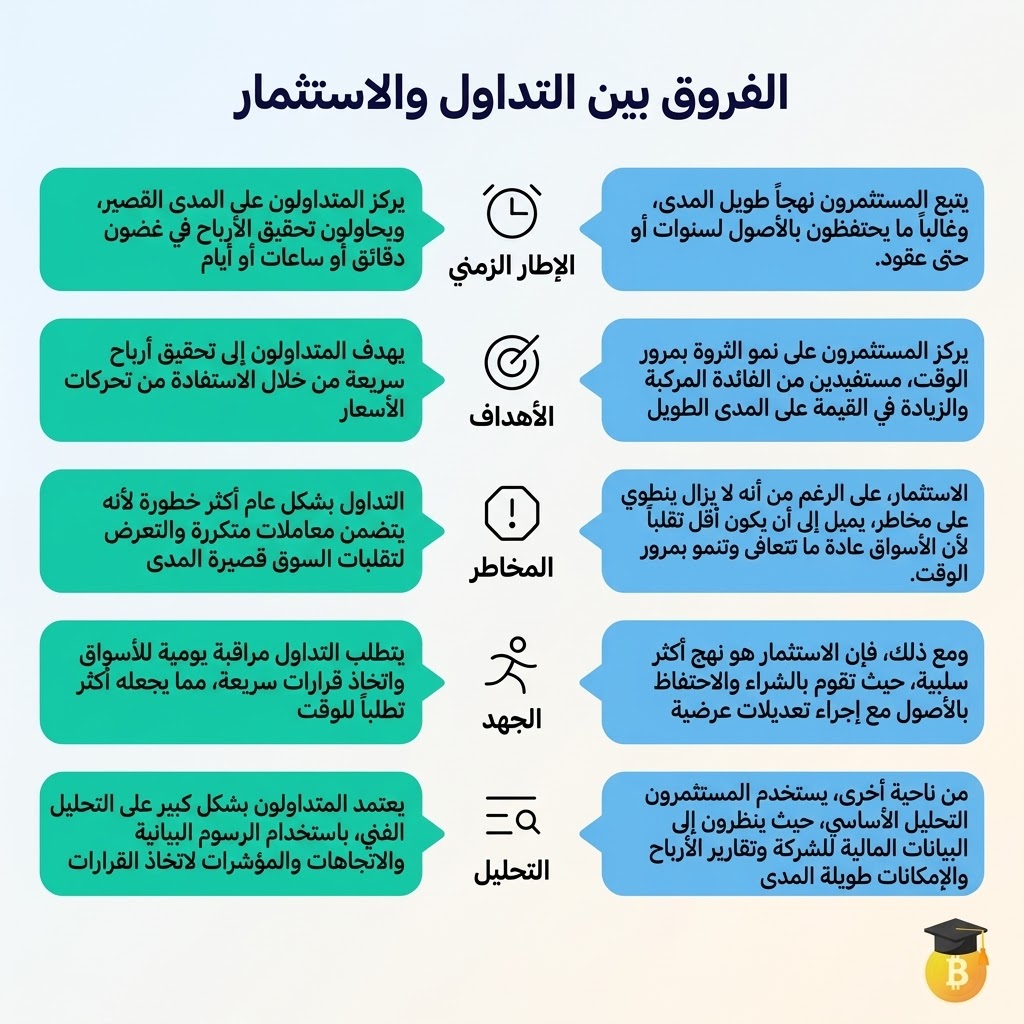 التداول مقابل الاستثمار: ما الفرق وما الأنسب لك؟ 4 03 5